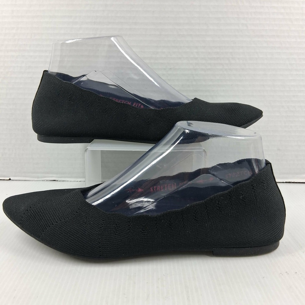 Skechers Cleo 2.0 Love Spell Black Knit Pointed Toe Flats 48885 Womens 8